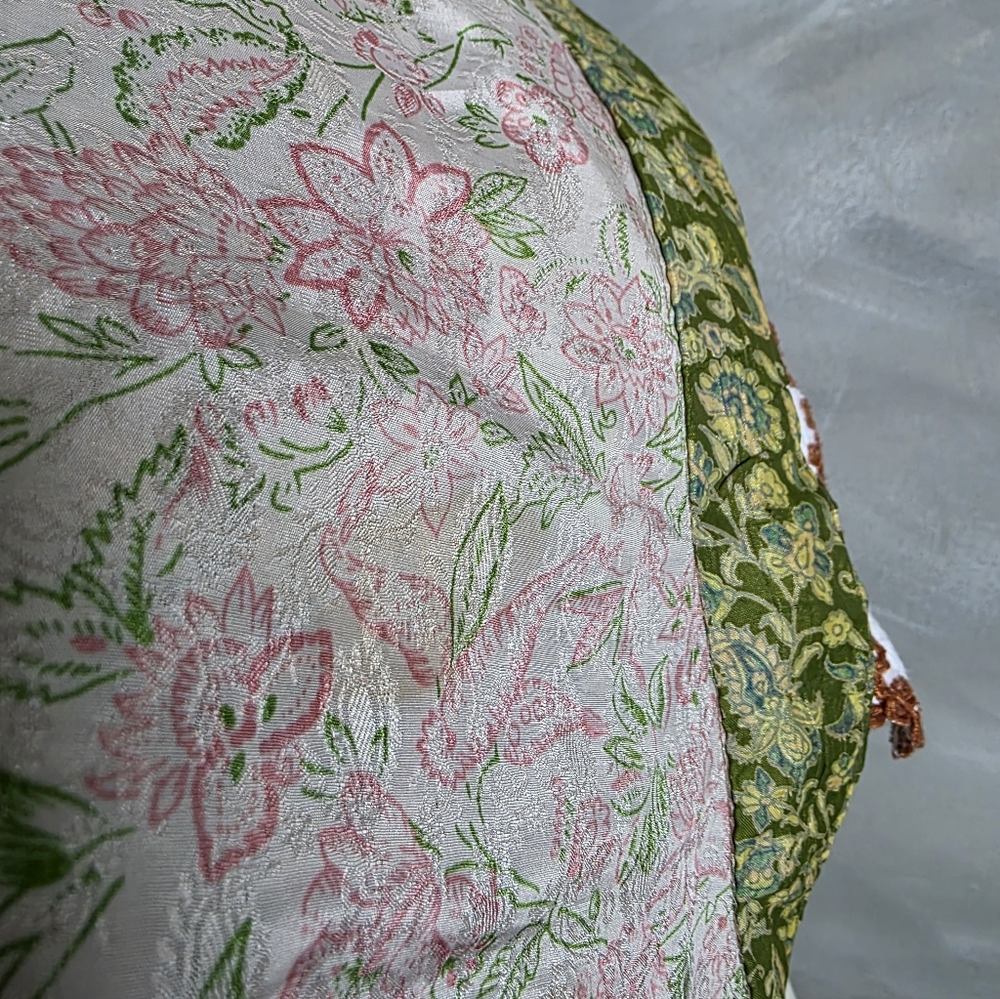 Patchwork Reversible Silk Blend Wrap Skirt Womens… - image 6